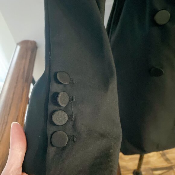 NWT Women Black Lapel Double Breasted Business Blazer Dress Trench Coat - Picture 4 of 5